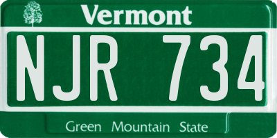 VT license plate NJR734