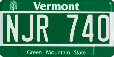 VT license plate NJR740