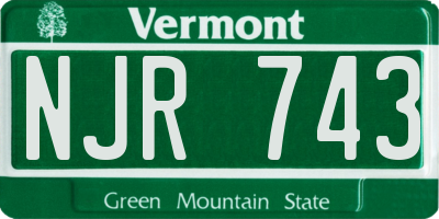 VT license plate NJR743