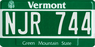 VT license plate NJR744