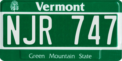 VT license plate NJR747