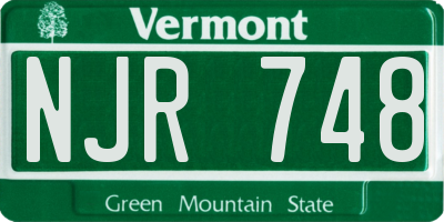 VT license plate NJR748