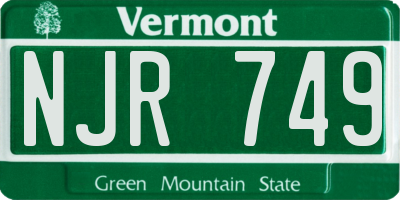 VT license plate NJR749