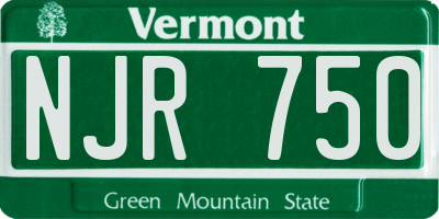 VT license plate NJR750