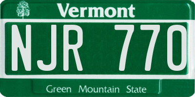 VT license plate NJR770