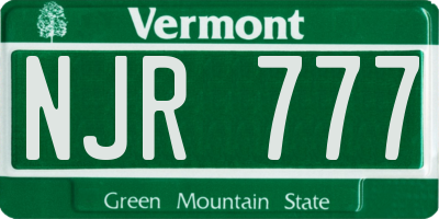 VT license plate NJR777