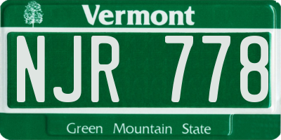VT license plate NJR778
