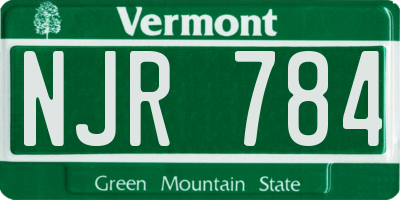 VT license plate NJR784