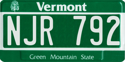 VT license plate NJR792