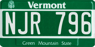 VT license plate NJR796