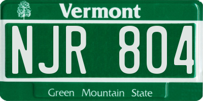 VT license plate NJR804
