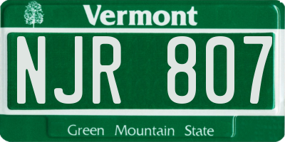 VT license plate NJR807