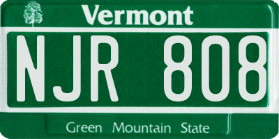 VT license plate NJR808