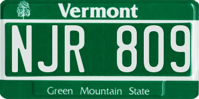 VT license plate NJR809