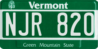 VT license plate NJR820