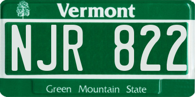VT license plate NJR822