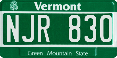 VT license plate NJR830