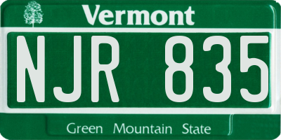 VT license plate NJR835