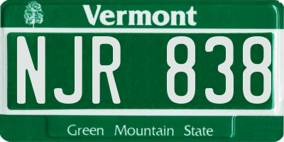 VT license plate NJR838
