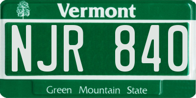 VT license plate NJR840