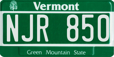 VT license plate NJR850