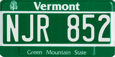 VT license plate NJR852