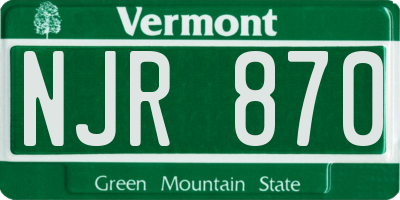 VT license plate NJR870