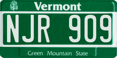VT license plate NJR909