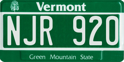 VT license plate NJR920