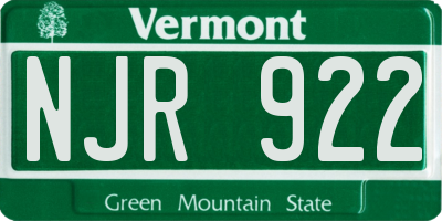 VT license plate NJR922