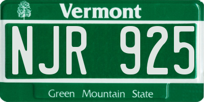 VT license plate NJR925