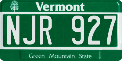 VT license plate NJR927