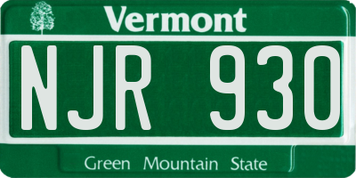 VT license plate NJR930