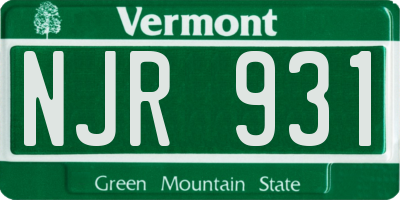 VT license plate NJR931