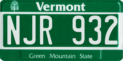 VT license plate NJR932