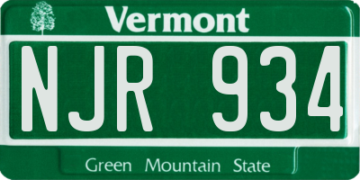 VT license plate NJR934