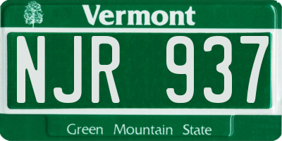 VT license plate NJR937