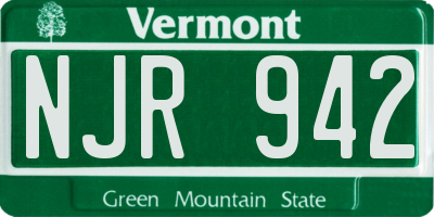 VT license plate NJR942