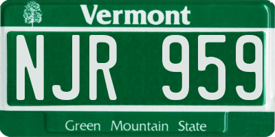 VT license plate NJR959