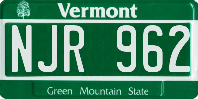 VT license plate NJR962