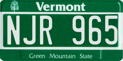 VT license plate NJR965
