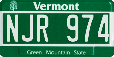 VT license plate NJR974