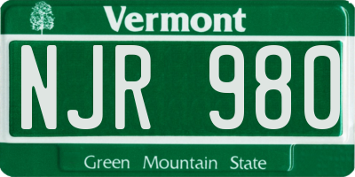 VT license plate NJR980