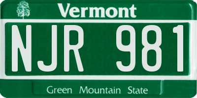 VT license plate NJR981