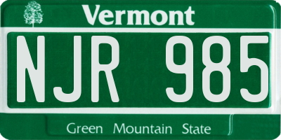VT license plate NJR985