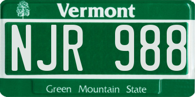 VT license plate NJR988