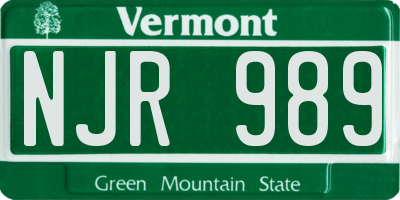 VT license plate NJR989