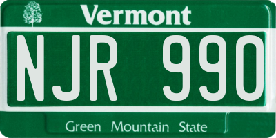 VT license plate NJR990