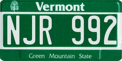 VT license plate NJR992