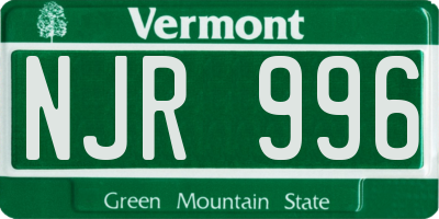 VT license plate NJR996